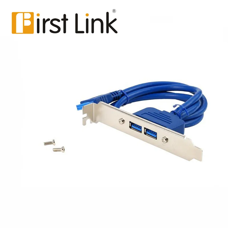 Dual-port USB 3.0 to 20pin connector adapter cable with rear panel-PCI bracket USB 3.0 20-pin to 2-port A-type female