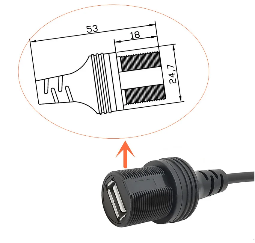 USB C إلى USB 2.0 محول Type-C OTG كابل AUX فلوش لوحة جبل كابل لسيارة شاحنة قارب دراجة نارية لوحة القيادة 0.3 متر