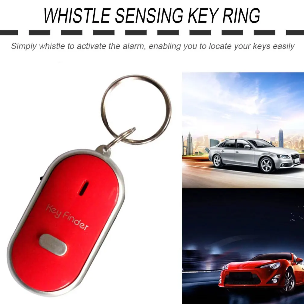 Mini Whistle Anti Lost KeyFinder Alarm Wallet Pet Tracker Smart Flashing Beeping Remote Locator Keychain Tracer Key Finder + LED