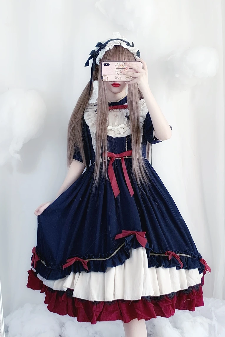 Lolita Mùa Hè Mới Lilian Nhật Bản Lolita Nhỏ Cao Cấp Ngắn Tay Áo Kawaii Quần Áo Cổ Tích Kế Lolita Đầm