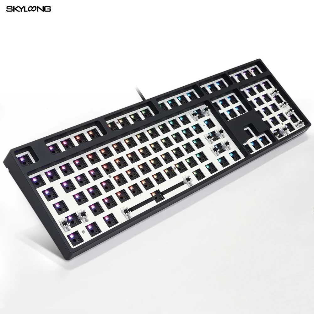 Imagem -04 - Kit de Teclado Mecânico Gk108 Gk108s Modo Duplo Hot Swappable Led Rgb Usb tipo c Software Estojo Preto e Branco