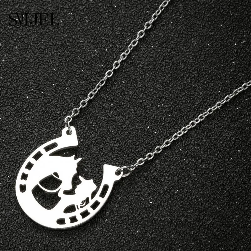 Stainless Steel Horseshoe Pendants Necklaces Design Loving Horse and Girl Necklace Movie Jewelry Party Accessories 2024 Gifts