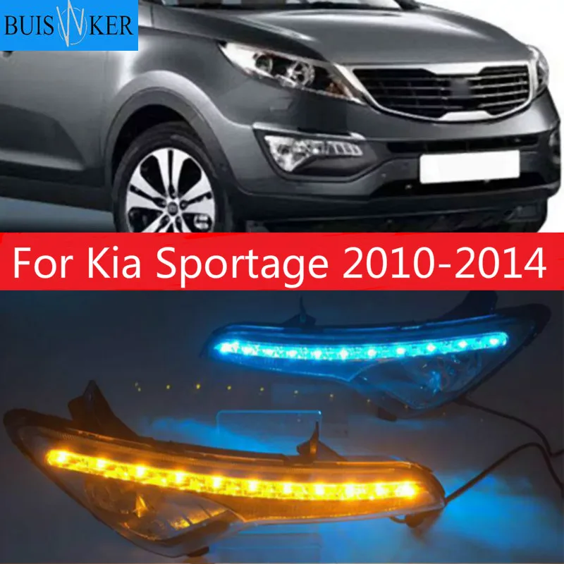 

For Kia Sportage 2010 2011 2012 2013 2014 fog lamp cover daylight with Yellow Turning Car LED DRL Daytime running light