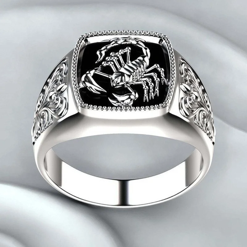 Punk Scorpion Animal Ring for Men, Cool Chunky Statement Accessory