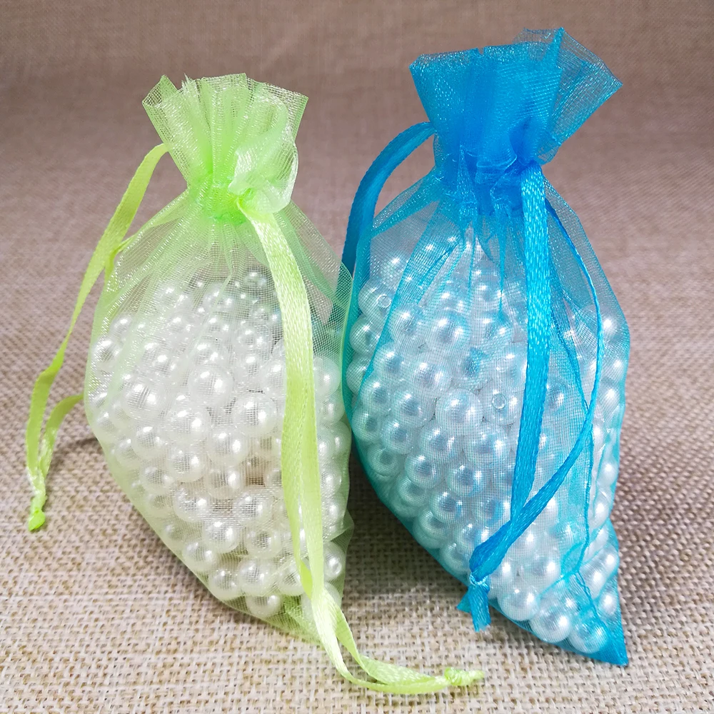 50pcs/lot Small & Large Organza Bag Wedding Pouches Jewelry Packaging Bags Birthday Party Christmas Gift Bags 11 Sizes 24 Color