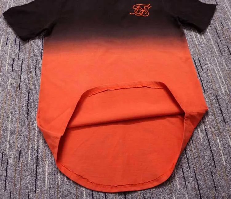 summer Cotton silk siksilk T shirt Gradient Printed T-shirts Short Sleeves Hip Hop T-shirt shirts Tops Men Longline tees With