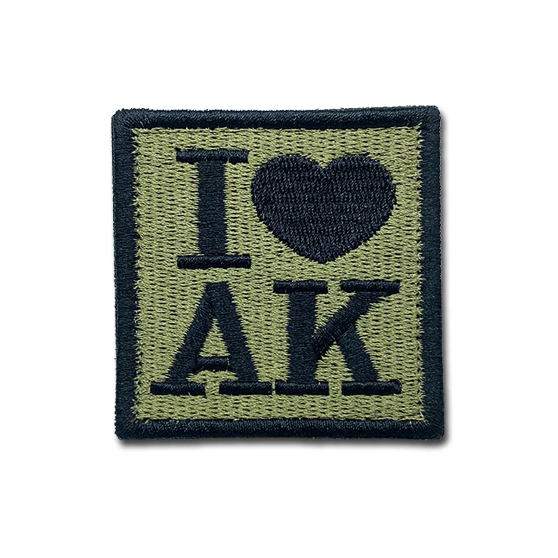 I love AK innovation Patches high quality Embroidered Creativity Badge Hook Loop Armband 3D Stick on Jacket Backpack Stickers