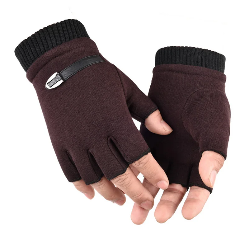 

Autumn and winter not down velvet men and women half-finger gloves outdoor warm and velvet thickened cycling gloves B50