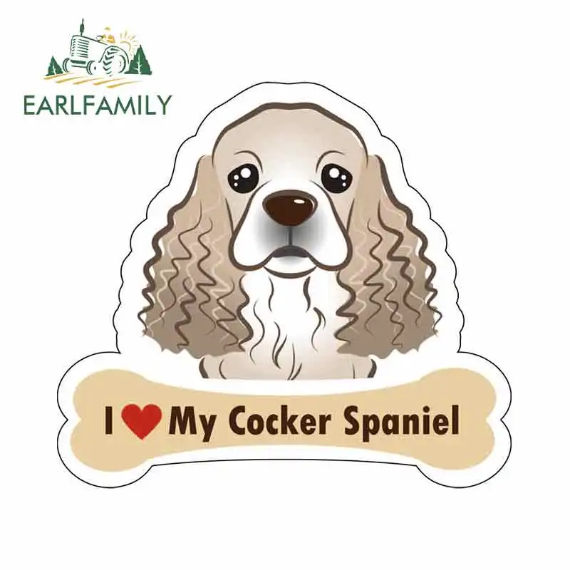 EARLFAMILY 13cm x 11.6cm Car Styling Dog Bone Sticker I Love My Cocker Spaniel Car Sign Puppy Decal Vinyl Car Stickers