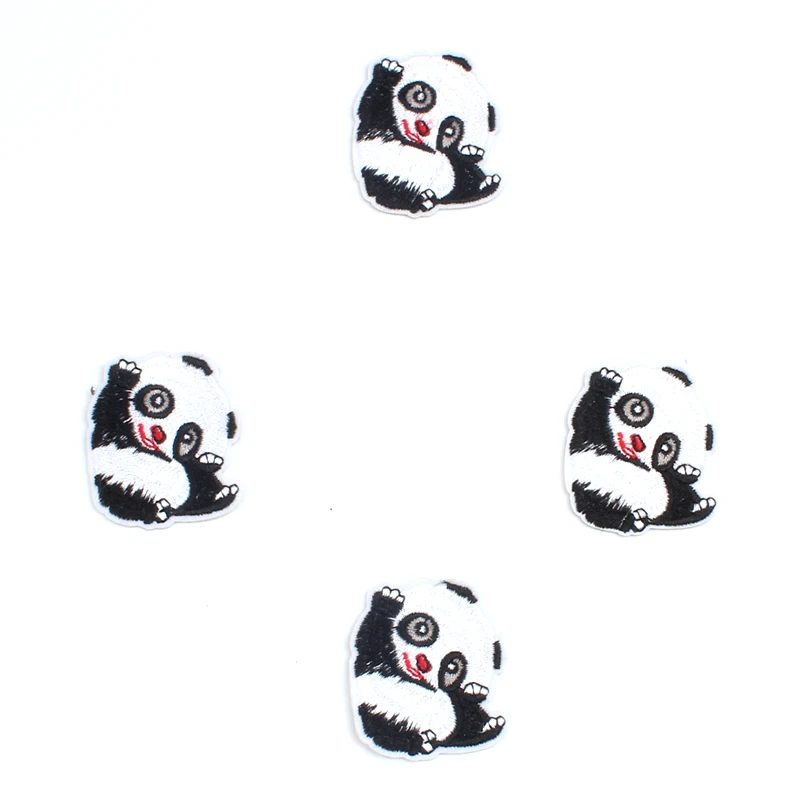 10 sztuk/partia śliczne Panda łatka haftowane żelazko na Cartoon zwierząt naklejki odzież dżinsy Motif odznaka DIY Patchwork torba akcesoria