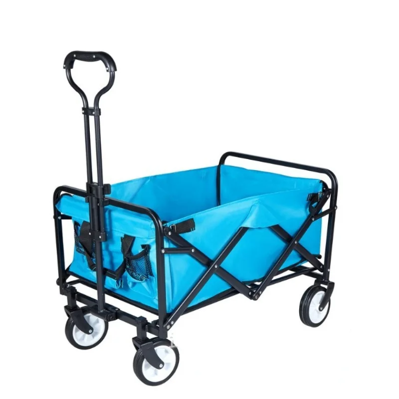 Outdoor Camping Portable Folding Cart for Hiking Picnic Adjustable Trolley Pull-Cart Shopping Cart Luggage