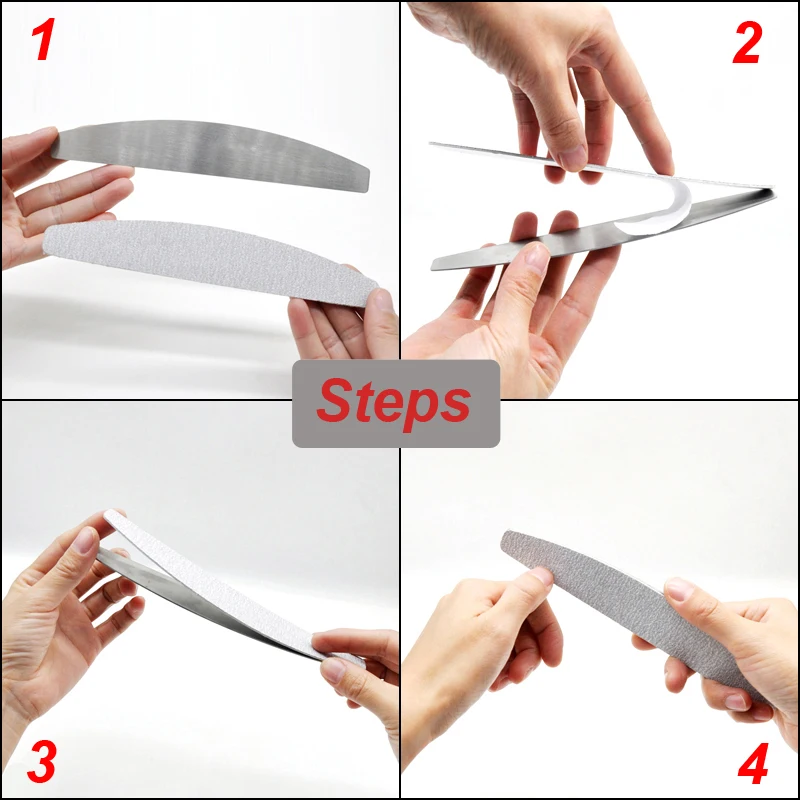 50/100PCS Grey Professional Nail Files 100 180 240 Bulk Removalble Pads With Metal Handle Stainless Steel Thicken EVA Sandpaper