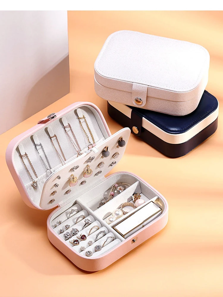 Jewelry Storage Organizer Display Travel Jewelry Case Boxes  Jewelry Box Button Leather Storage