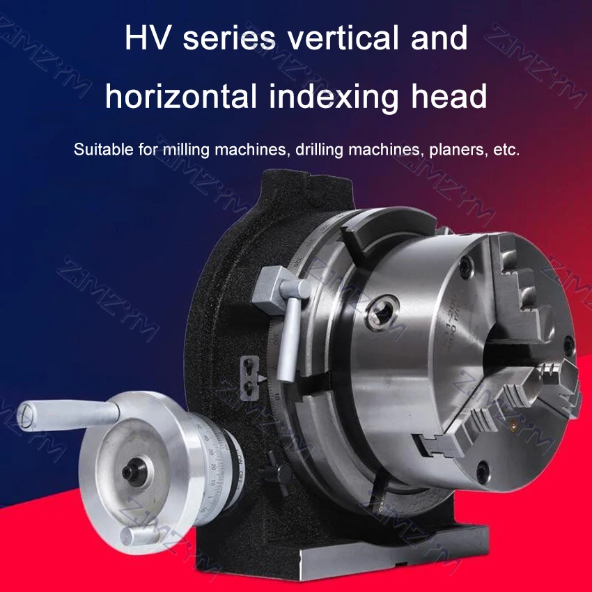 HV-4 Vertical and Horizontal Indexing Plate Rotary Table For Precision Milling Machine Indexing Head With Flange 80mm Chuck