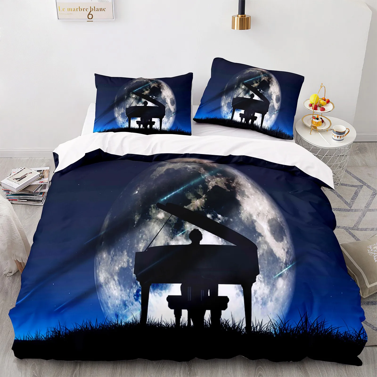 Fashion Bedding Set Piano Guitar 3D Print Music Quilt Cover with Pillowcase Bedclothes for Home Bedroom Decor Duvet Cover Set