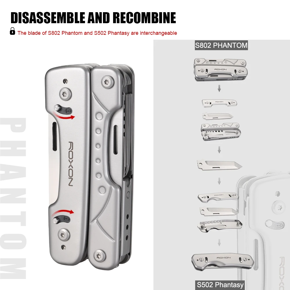 ROXON S802 Phantom Multi Tool Pliers and scissors with Replaceable Knife and Wire Cutters Innovative New 2020