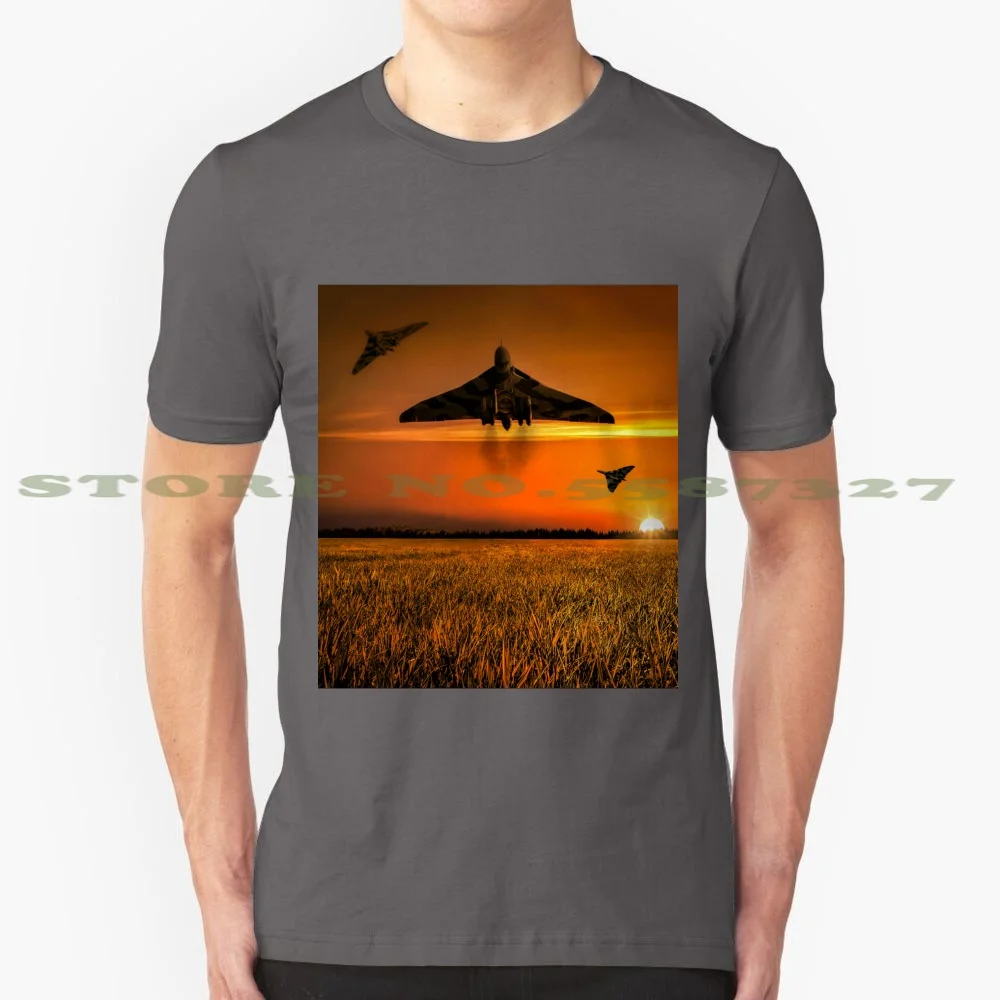 First Light Vulcan Scramble 100% Cotton T-Shirt Vulcan Howl Aviation Images Aircraft Art Avro Xh558 Nuclear Bomber Plane Jet