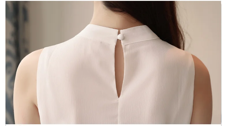 Blusas Summer Tops Women Blouses Femme Blouse Women Blusas Mujer De Moda 2024 Verano Sleeveless White Chiffon Blouse Shirt E770