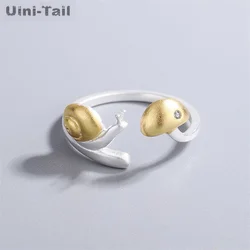 Uini-Tail hot new 925 Tibetan silver cute snail mushroom open ring temperament fashion sweet frosted cartoon jewelry JZ212