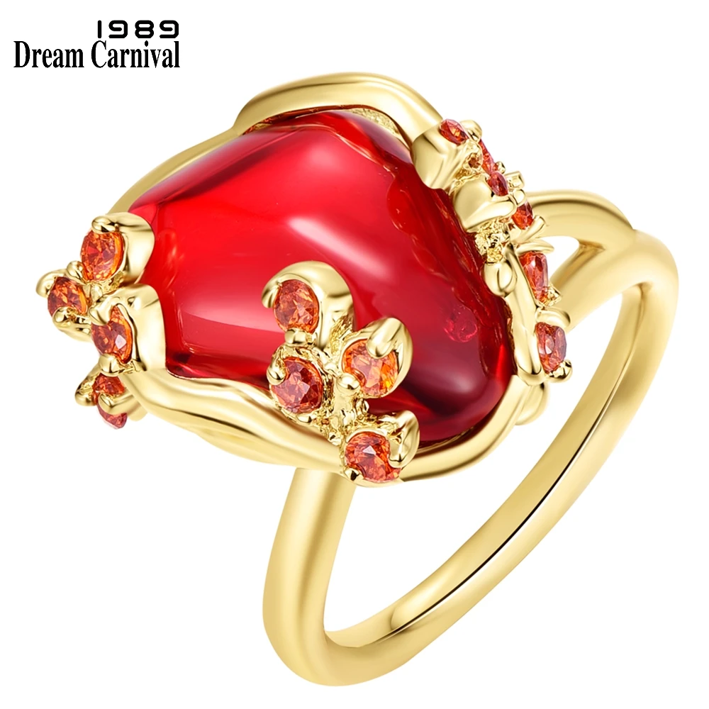 DreamCarnival1989 New Red Opal Rings for Women Lovely Cute Fashion Jewelry Wedding Party Valentine Gift Hot Wholesale WA11612RD