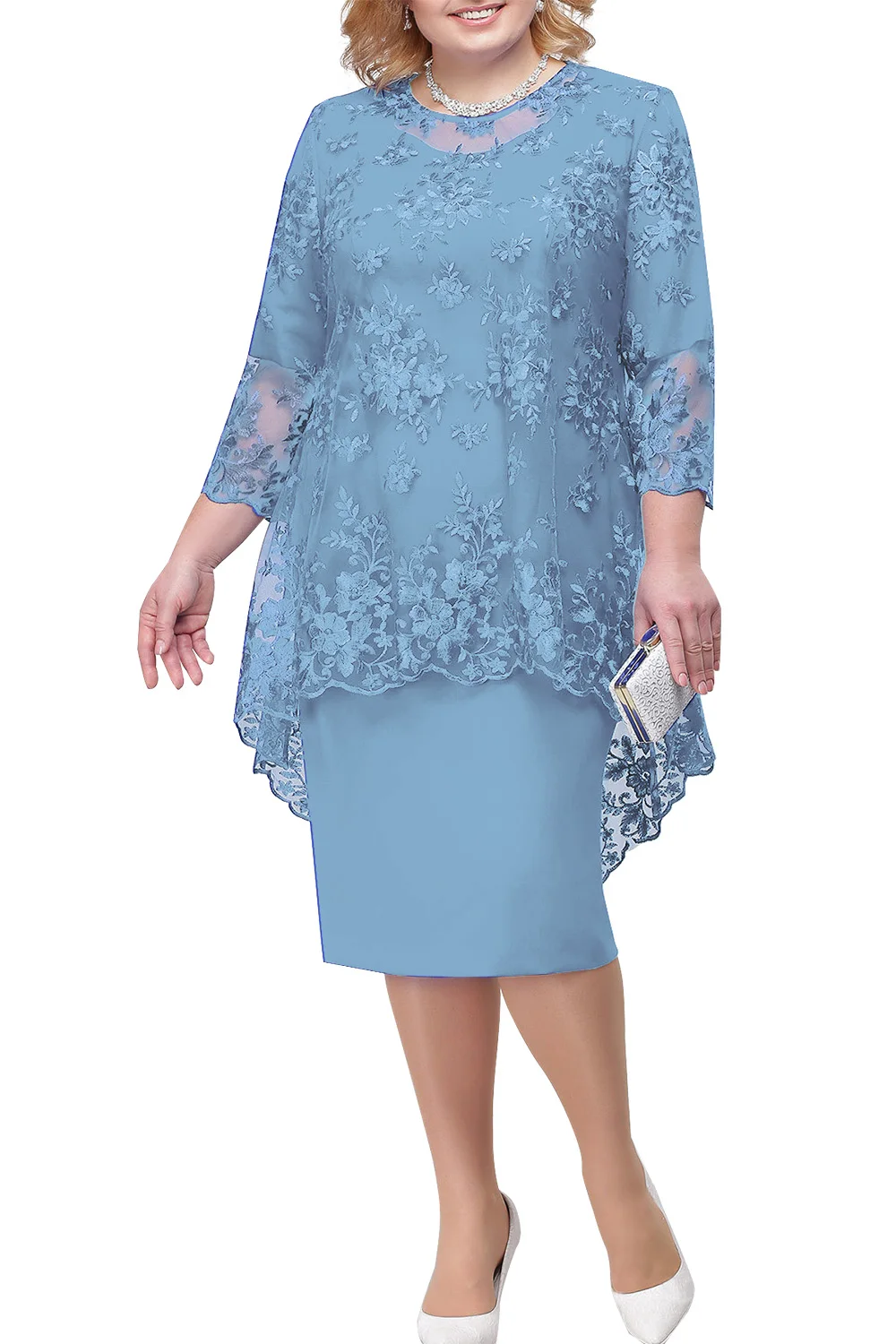 Robe pour mère de la mariée avec veste, grande taille, robe de soirée de mariage, bleu marine, demi-manches, robe de banquet élégante pour mère, 2021