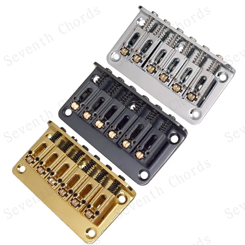 A Set 78MM 6 String Roller Saddle Electric Guitar Bridge Top Load Or Strings Through Body Gold Chrome Black Guitar Accessories