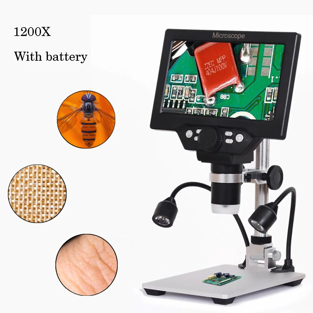 G1200 Digital Microscope 12MP 1-1200X Microscope Digital Electronic Microscopio For Soldering Continuous Amplification Magnifier