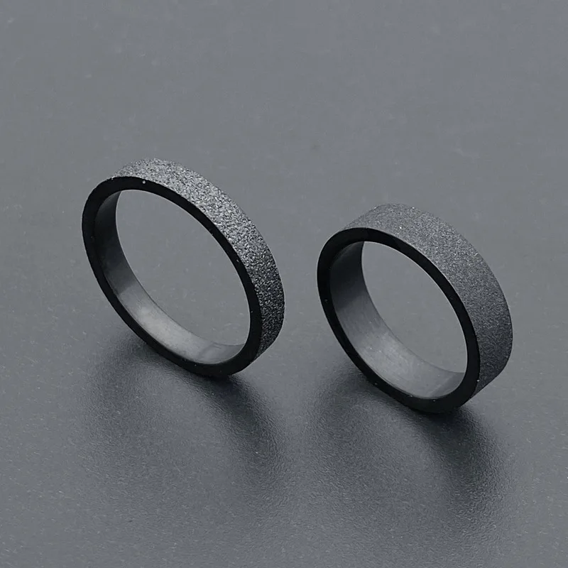 Simple 3mm 5mm Woman Men\'s Couple Black Titanium Ring Matte Finished Finger Ring Jewelry for Male Wedding Bands Gift