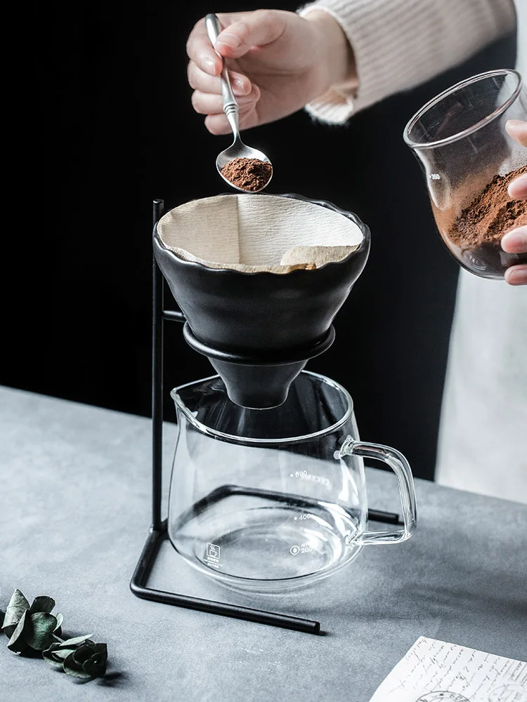 60° Espresso Coffee Filter Reusable Ceramics Coffee Dripper Funnel Drip Coffee Maker with Holder Coffeeware coffee Accessories