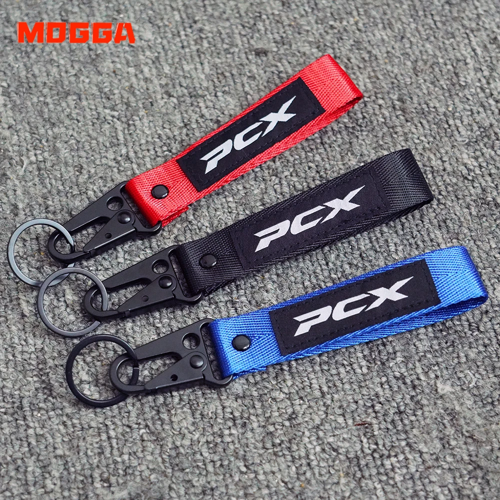 

For Honda PCX125 PCX150 PCX 125 150 Motorcycle Embroidered Keychain Bicycle Moto Keyring Key Chain Key Ring Holder Black Blue
