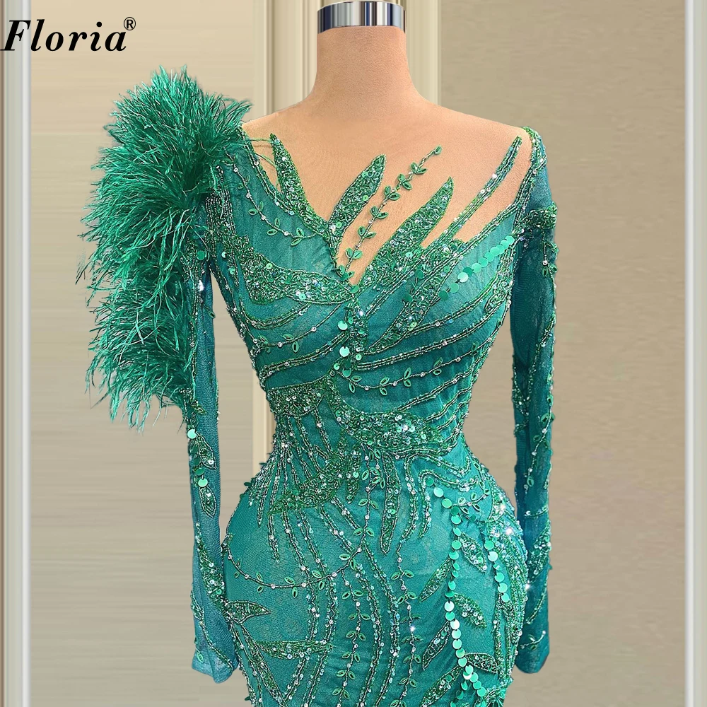 Dubai Green Cocktail Dresses Mermaid Mini Cute Prom Party Dresses For Women Sequins Vintage Pageant Gowns Robes De Cocktail