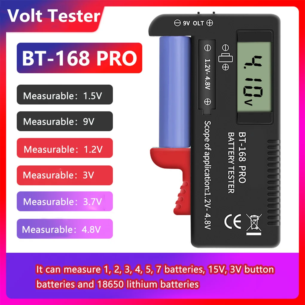 Hot！BT-168 PRO Digital Battery Capacity Tester for 18650 14500 Lithum 9V 3.7V 1.5V Cell C D Batteries Tester M05 20 Dropship