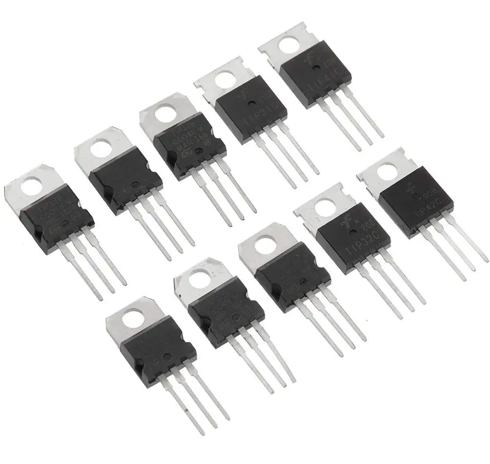 50pcs 10Types TIP Series Transistors Assortment Kit, Including TIP31 TIP32 TIP41 TIP42 TIP120 TIP121 TIP122 TIP125 TIP126 TIP127