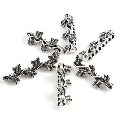 10PCs Vintage Metal Spacer Beads Branch Antique Silver Color Plants Loose Beads DIY Making Bracelets Women Jewlery Findings Gift