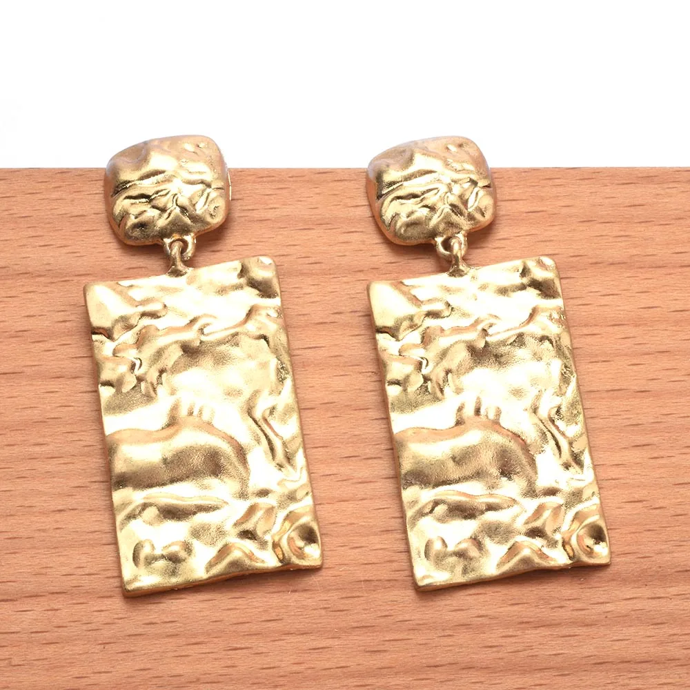 2025 New Golden Geometric Square Metal Dangle Earrings Women Indian African Statement Hip Hop Punk Large Earrings Jewelry image 4