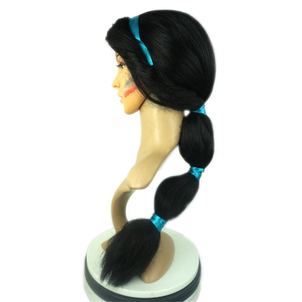 Aladdin's Lamp Halloween Girls Princess Jasmine Hair Black Long Wig Fancy Kids Rapunzel Wig Disguise Child Cosplay Unicorn Wig