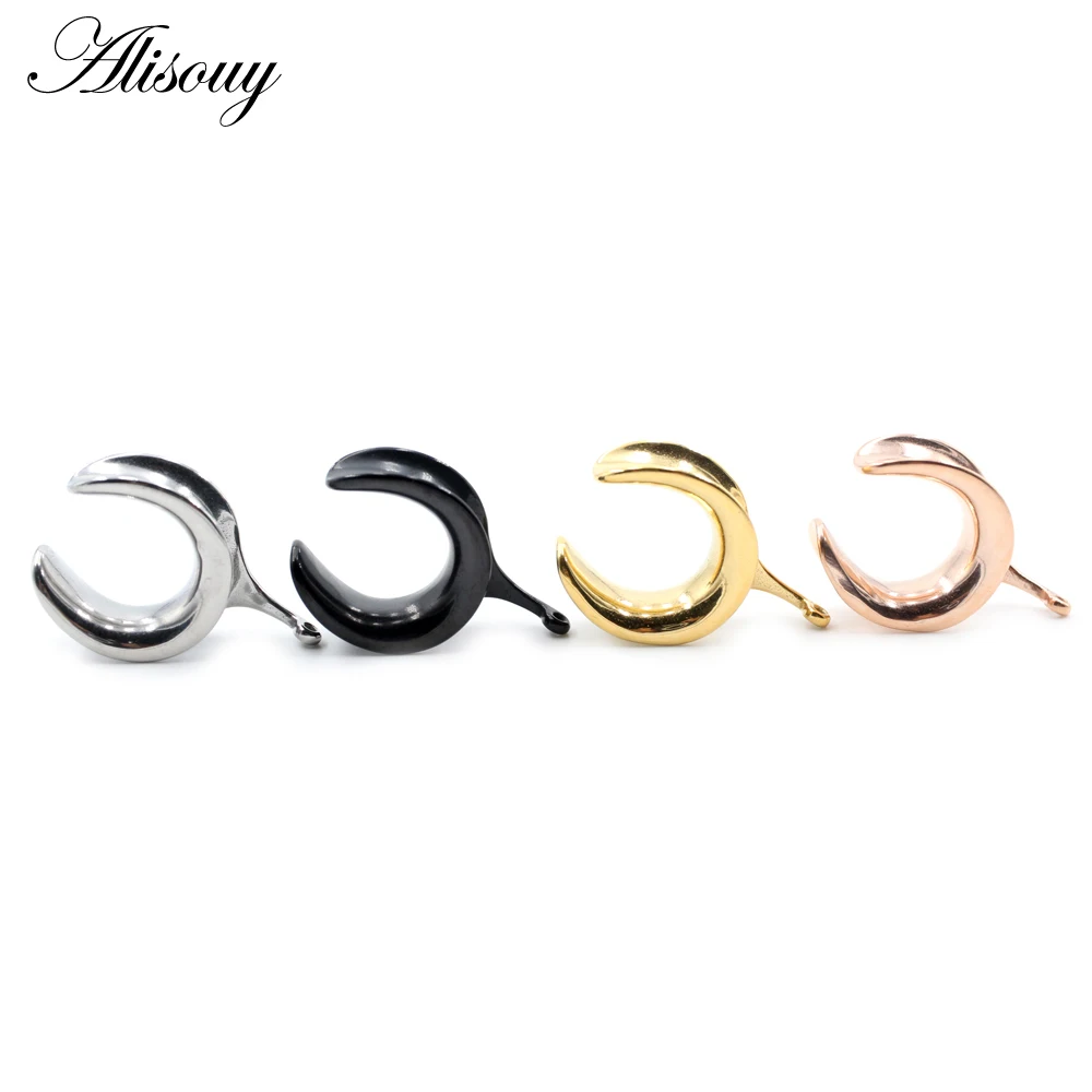Alisouy 2pcs 6-30mm 316L Stainless Steel Round Saddle DIY Ear Tunnel Plug Expander Studs Stretchers Piercing Ring Body Jewelry