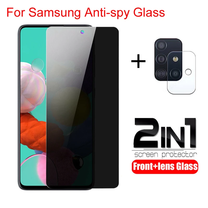 2 in 1 Anti-Spy Tempered Glass For Samsung GalaxyA81 A71 A51 A31 A21s Private Screen Protector For Galaxy A20 A70 A30 A50S Glass