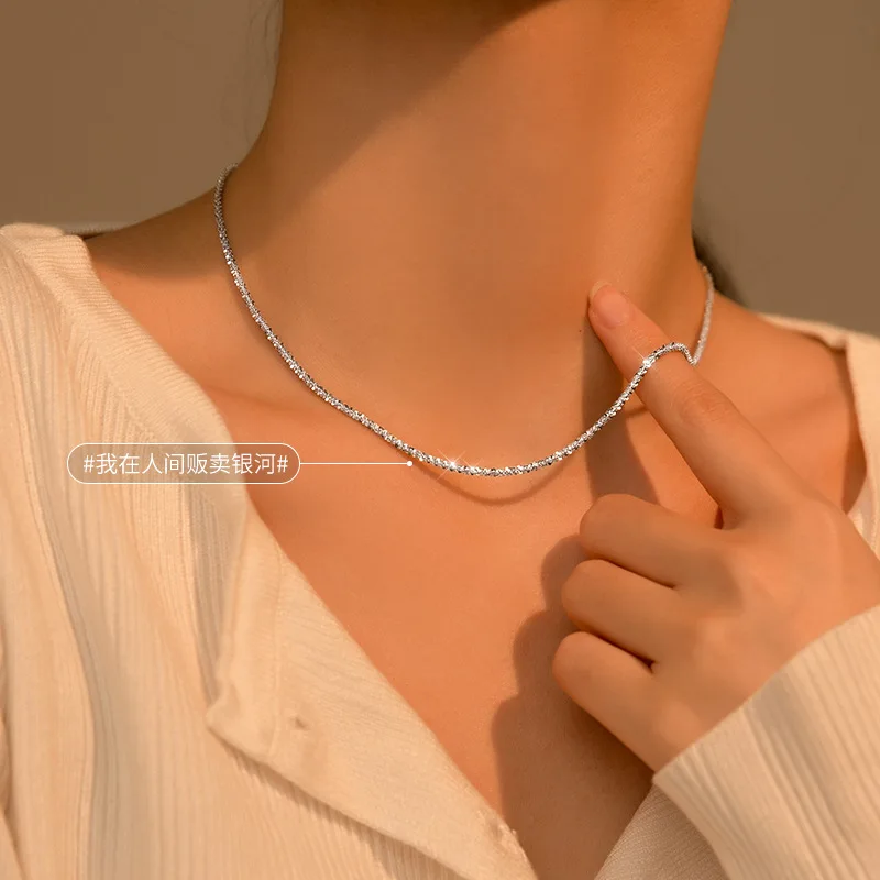 La Monada 41cm Silver Necklace For Women Fine Silver 925 Jewelry Fashion Beautiful Star Neck Pendants 925 Silver Chain Woman