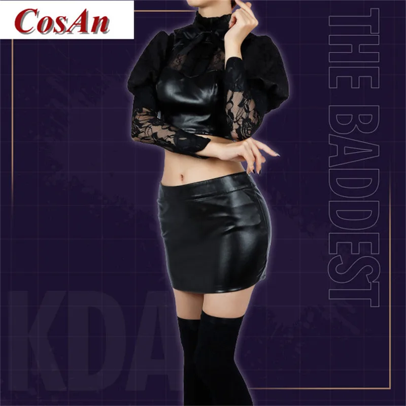 CosAn Game LOL Ahri Cosplay Costume K/DA Girl Group BADDEST Black Uniform Skirt Activity Party Role Play Clothing Custom-Make