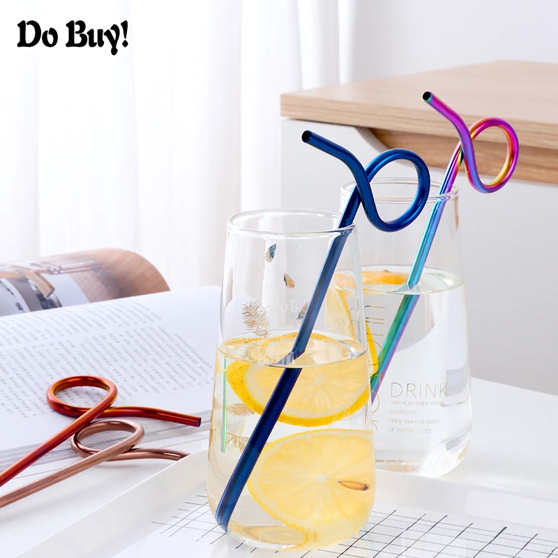 1 Pcs Creative Drinking Straws Stainless Steel Eco-Friendly Straws Kitchen Reusable Metal Cocktail Straw Living Supplies