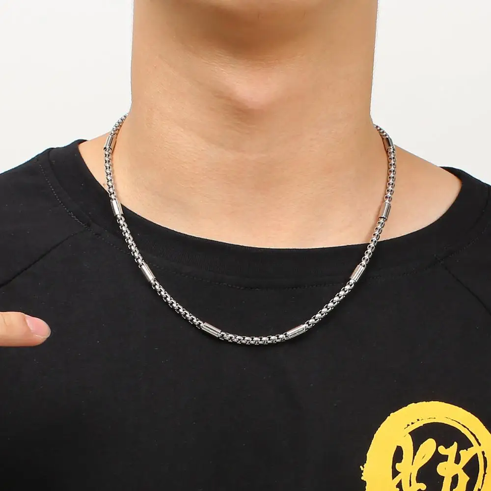 2.5mm 5mm Ferrero Bead Chain On Neck Fashion Hip Hop Link Necklace Stainless Steel  Men\'s Charm Jewelry Choker