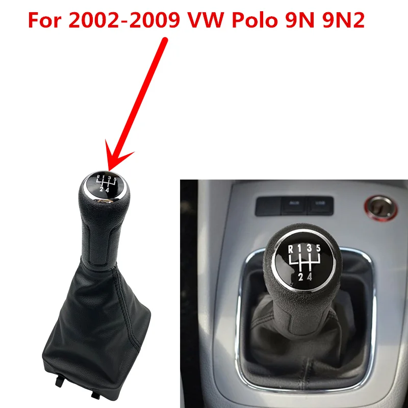 Silver Black Gear Shift Knob Lever Shifter Emblem Cap Cover For VW Polo 9N 9N2 GTI 2002 2003 2004 2005 2006 2007 2008 2009 2010