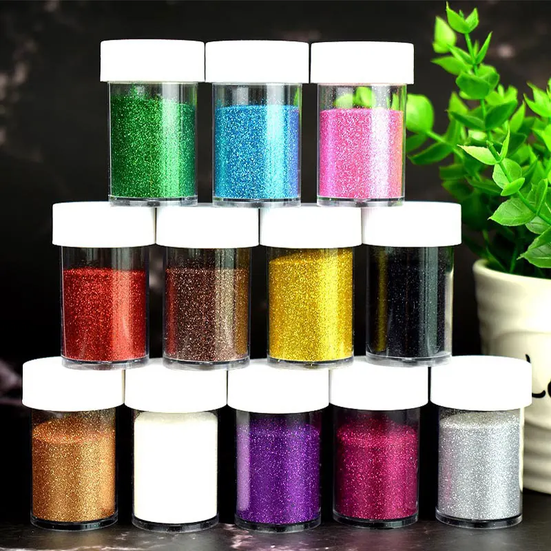 12 Colors Glitter Powder for Lip Gloss DIY Lipgloss Base Gel Tools Lip Gloss Making Shimmer Face Glitter Makeup Use 20g