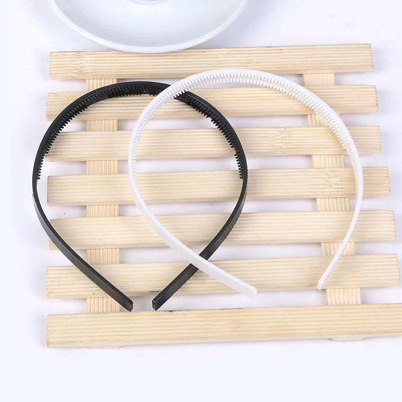 10pcs 8mm Wholesale Plastic Hairband with Teeth Flat/ARC Surface DIY Resin Headband Black White Hair Hoop Girls Hair Accessories