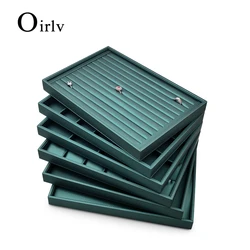 Oirlv PU 가죽 격자 쥬얼리 보관 트레이, 보석 디스플레이, 반지 펜던트, 주얼리 보기 트레이 소품