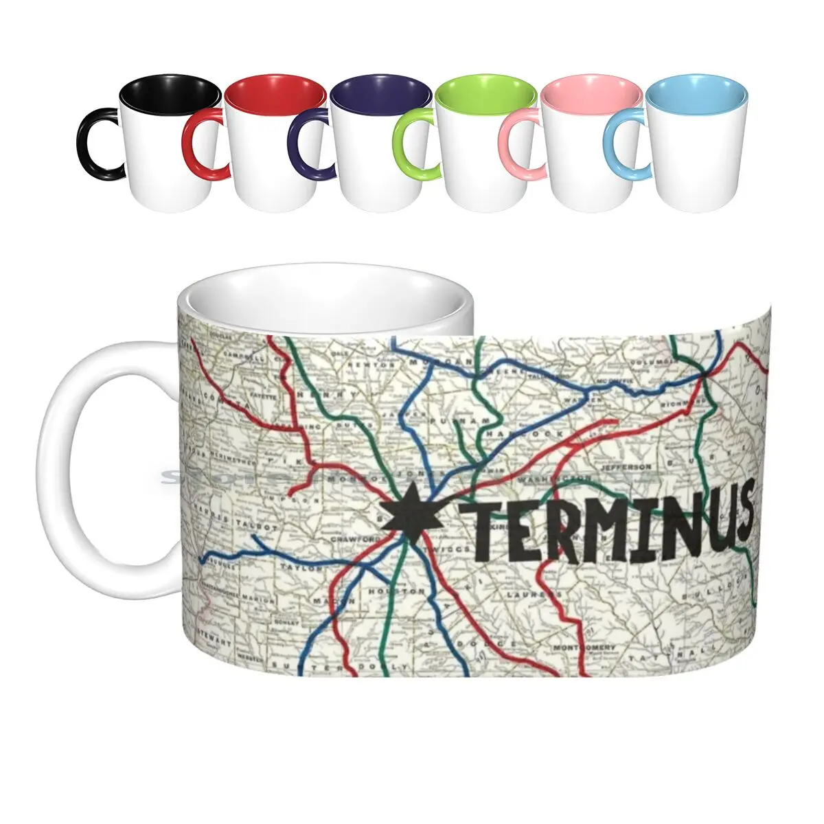 The Walking Dead-Terminus Map Ceramic Mugs Coffee Cups Milk Tea Mug Twd The Walking Dead Tv Series Season Comic Book Rick