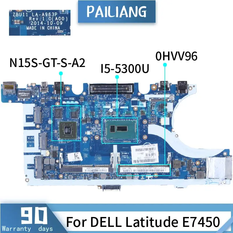 

I5-5300U For DELL Latitude E7450 7450 Laptop Motherboard CN-0HVV96 0HVV96 LA-A963P 840M 2GB N15S-GT-S-A2 DDR3 Notebook Mainboard