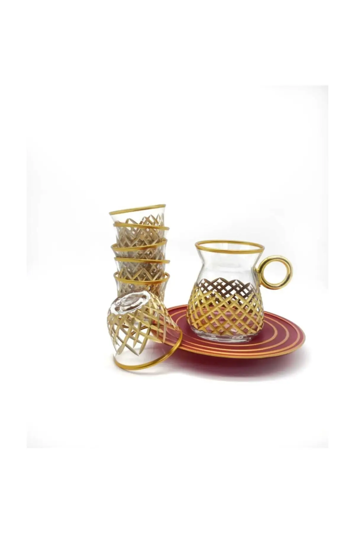 18 piece 6 seater cutting Tea Cup Tea set Turkish Tea Cup Glass Cup Glass Cup