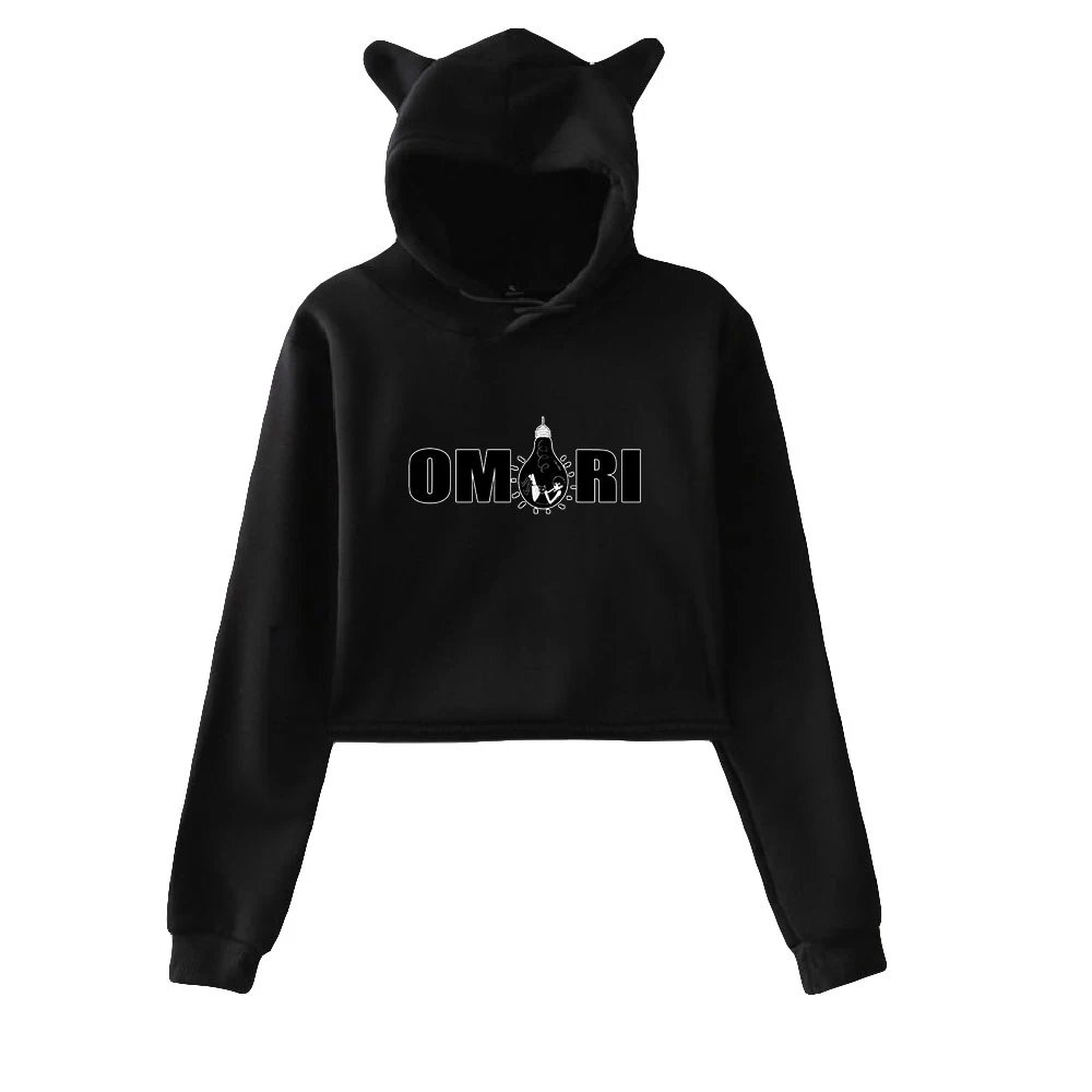 

Omori Cat Ear Hoodies Women Long Sleeve Hooded Crop Sweatshirts Hot Sale Casual Streetwear Clothes